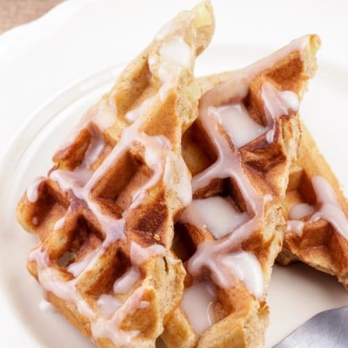 Easy Waffles – Best Homemade Glaze Apple Fritter Waffle Recipe – {Easy} Breakfast – Dinner – Snacks – Desserts – Quick – Simple