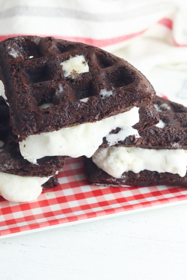 Easy Waffles – Best Homemade Chocolate Brownie Ice Cream Sandwich Waffle Recipe – {Easy} – Snacks – Desserts – Party Food - Quick – Simple