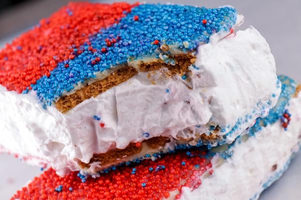 Ice Cream Sandwich – Best Homemade Ice Cream Sandwich Recipe – 4th Of July Food - Patriotic {Easy} – Snacks – Desserts – Party Food – Quick – Simple