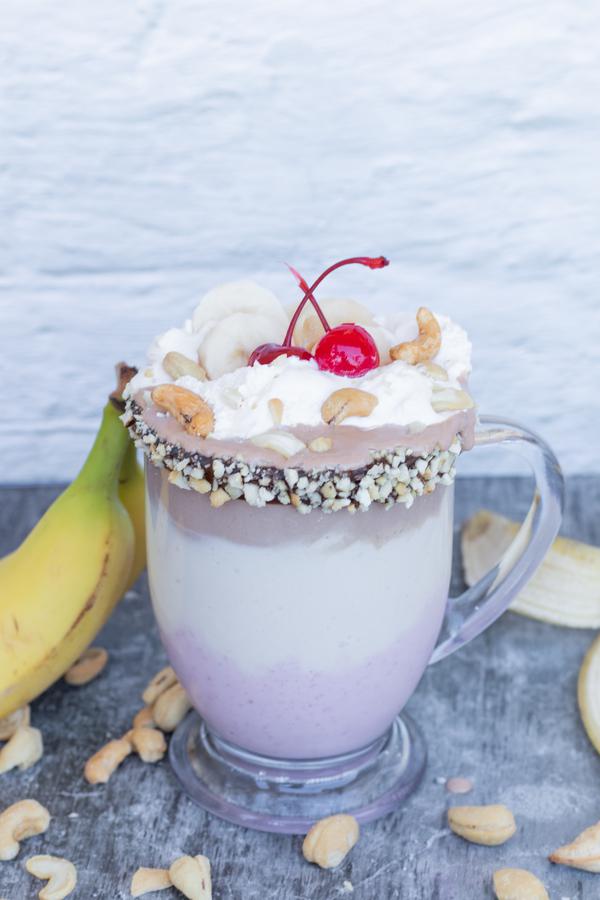 Milkshake – BEST Banana Split Milkshake Recipe – Easy and Simple Frozen Shake – How To Make Milkshake – Snacks – Desserts - Party Food