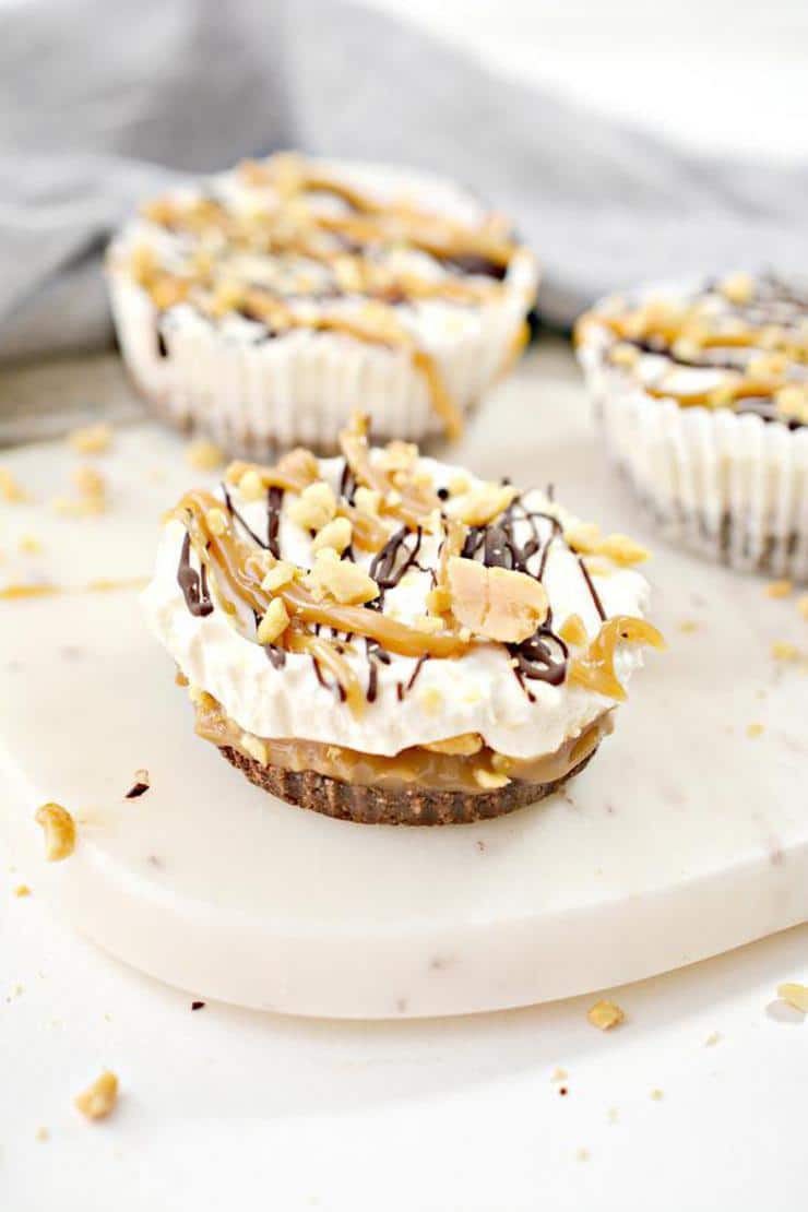 Keto Snickers Cheesecake Cups - Low Carb No Bake Cheesecake
