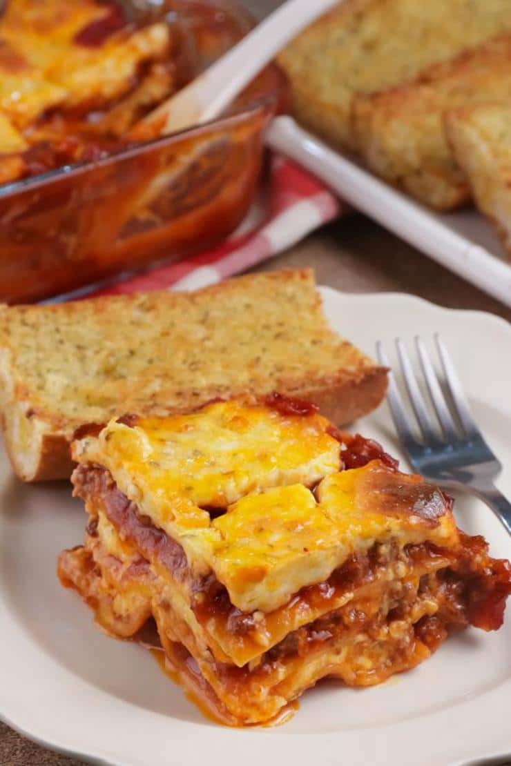 Easy Lasagna – Best Homemade Lasagna Recipe With Cheesy Garlic Bread – Dinner - Lunch – Quick – Simple