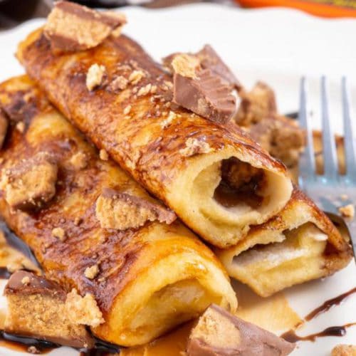 Best French Toast – Homemade Reese's Peanut Butter Cups French Toast Roll Ups Recipe – {Easy} Breakfast – Snacks - Desserts – Party Food – Quick – Simple