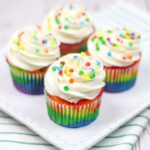 Rainbow Cupcakes With Buttercream Frosting - Easy Frosted Swirled Cupcakes - Party Food - Desserts