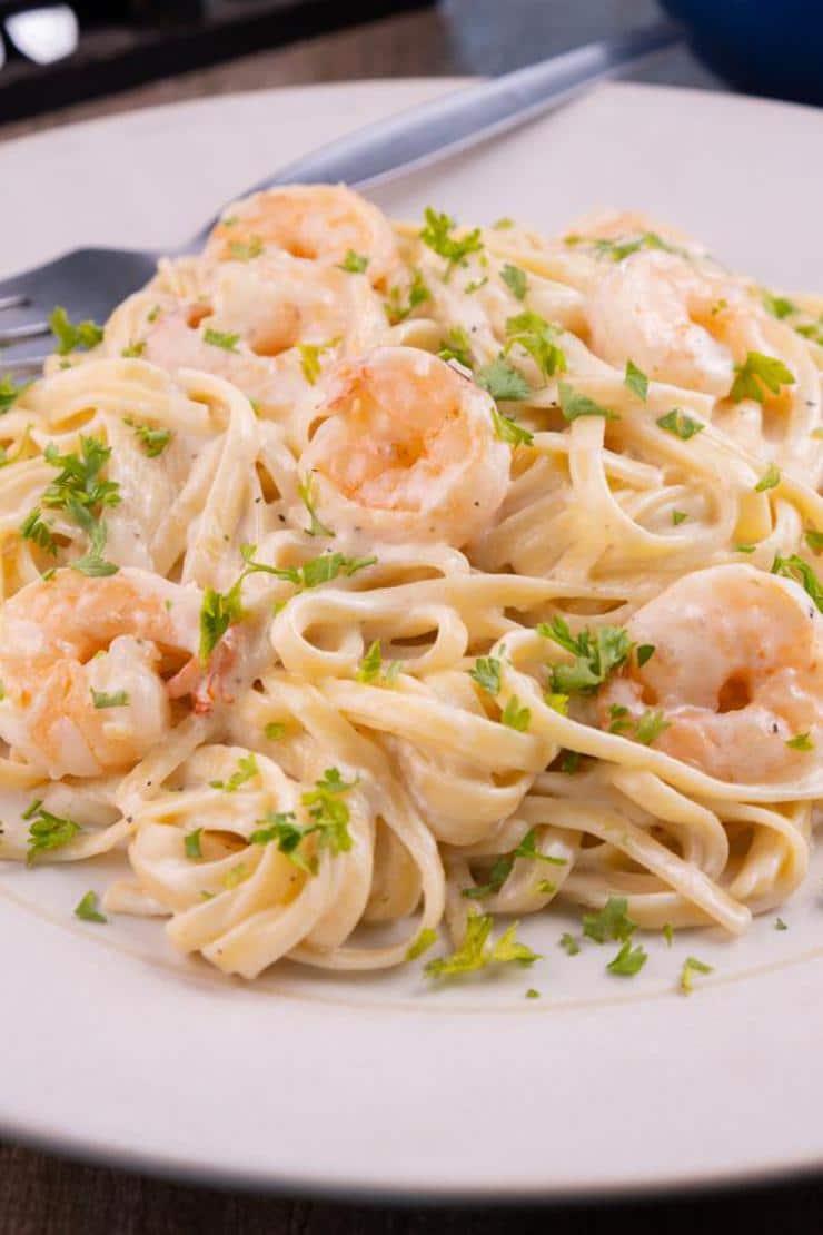 Easy Fettucine Alfredo Shrimp Pasta – Best Homemade Creamy Shrimp Alfredo Pasta Recipe – Dinner – Lunch – Quick – Simple