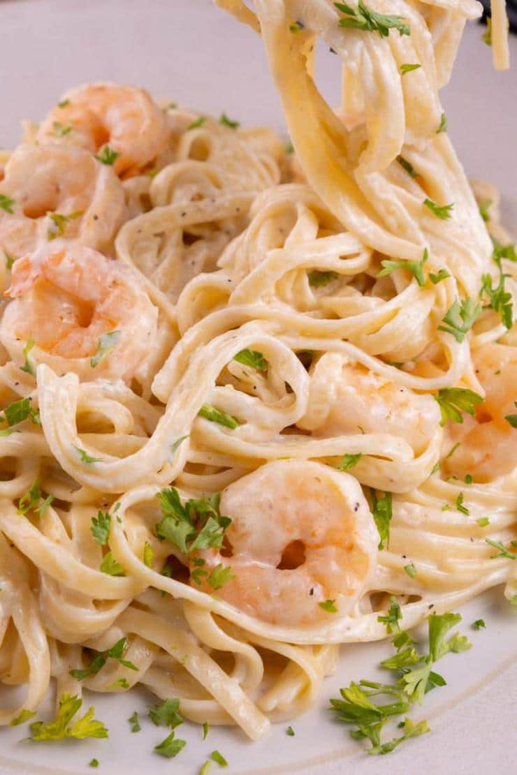 Easy Fettucine Alfredo Shrimp Pasta