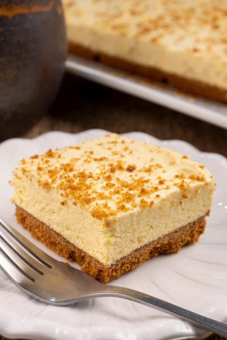 Easy No Bake Pumpkin Cheesecake Bars – BEST Pumpkin Cheesecake Recipe – Snacks – Desserts – Party Food