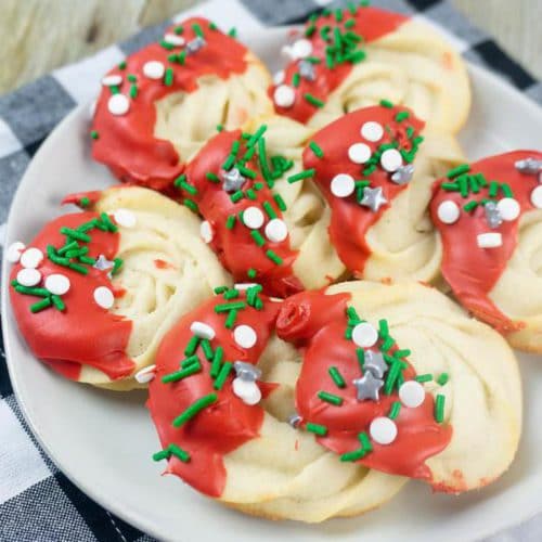 Christmas Dipped Butter Cookies - BEST Cookie Recipe – {Easy} Holiday Idea – Party Food – Desserts – Snacks