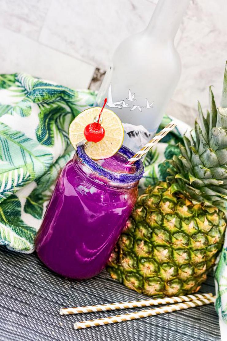 Alcohol Drinks Purple Rain Mason Jar Cocktail