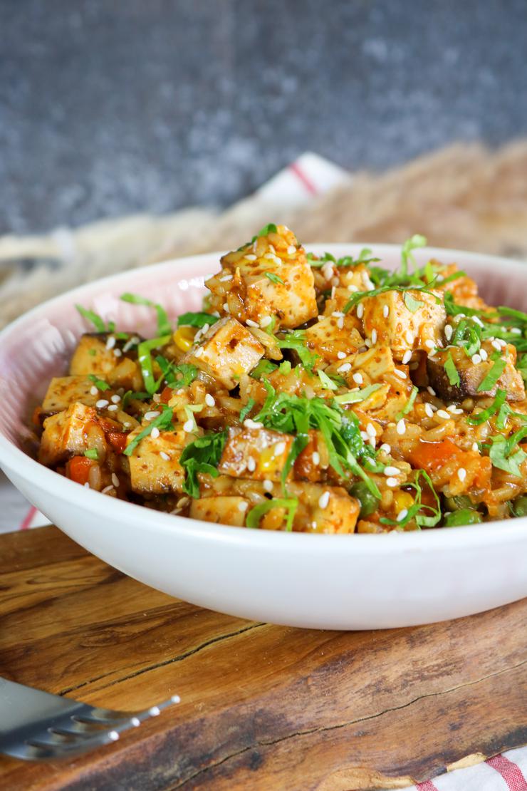 Easy Vegan Tofu Fried Rice - Best Vegan Recipe For Dinner - Lunch - Side Dish