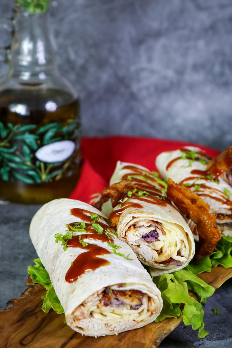 Crispy Bbq Chicken And Bacon Wraps