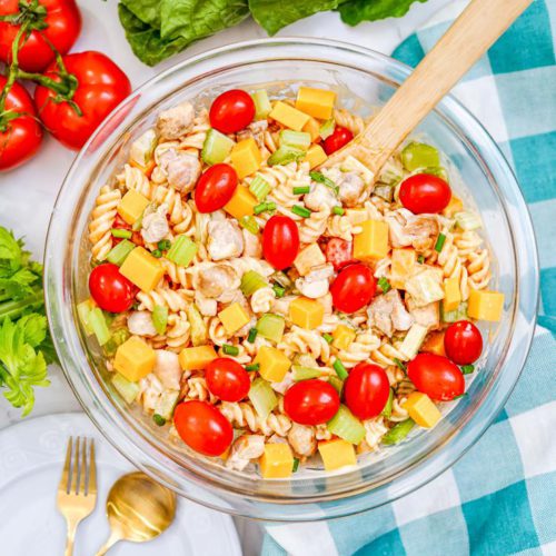 Easy Pasta Salad – Best Homemade Buffalo Chicken Macaroni Pasta Salad Recipe – {Easy} Lunch – Dinner – Snacks – Side Dishes