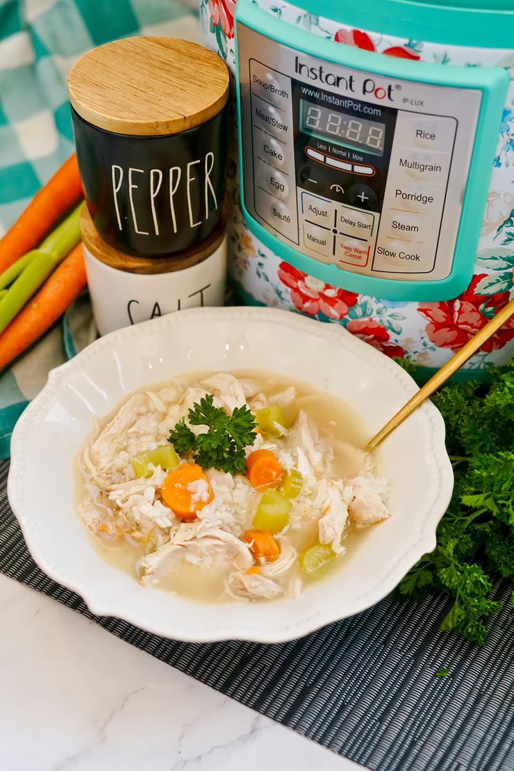 Instant Pot Rotisserie Chicken And Rice Soup - Easy Meal Recipe - Dinner - Lunch